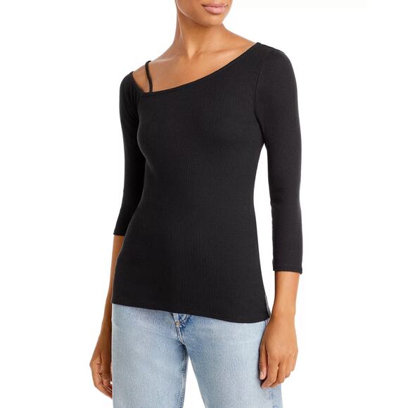 NWT! Theory Asymmetric Strap Ribbed Tee - Size XL - Picture 1 of 6